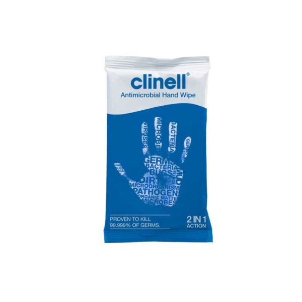 Clinell Antibacterial Hand Wipes pk100 (Sachets)